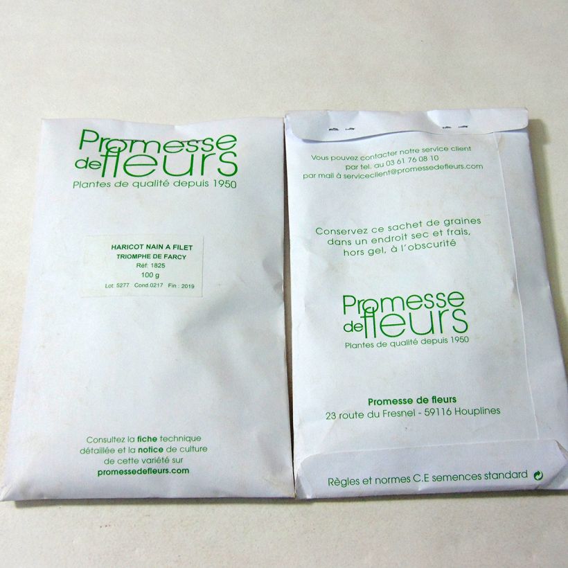 Example of Zwergbohne Triomphe de Farcy per pack of 250 seeds (100g) as you get