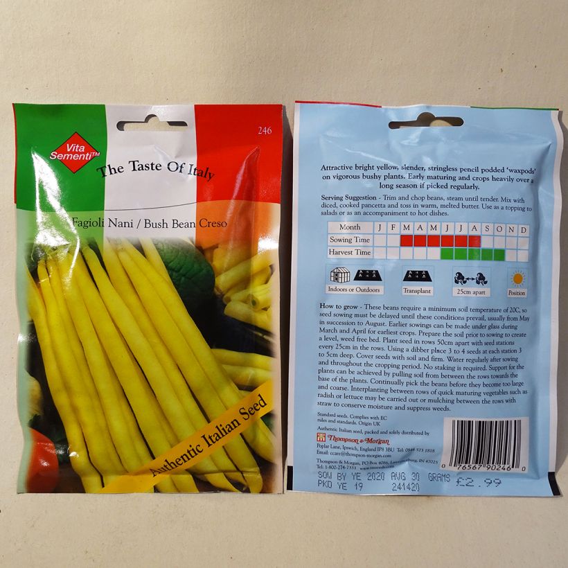 Example of Zwergbohne Creso per pack of 80 seeds (40g) as you get