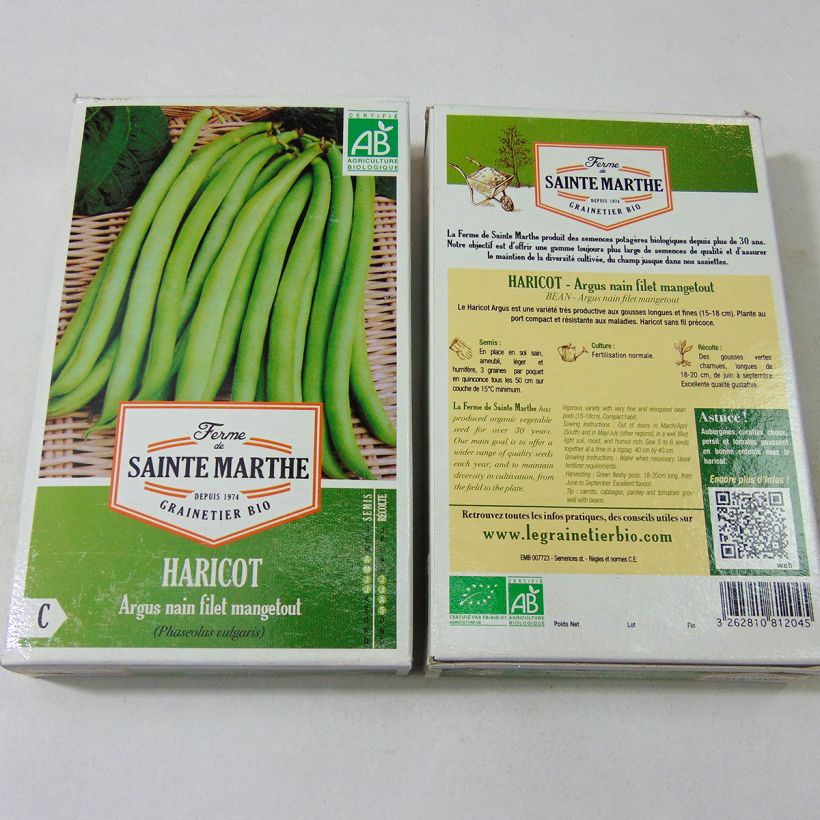 Example of Zwergbohne Argus Bio per pack of 160 seeds (80g) as you get