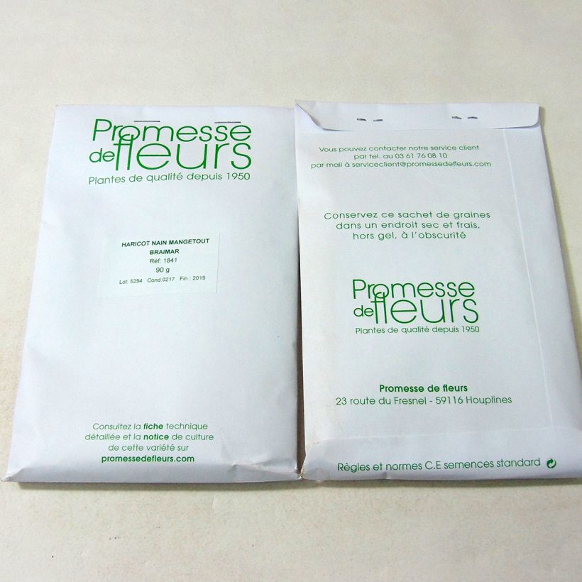 Example of Zwergbohne Braimar per pack of 225 seeds (90g) as you get