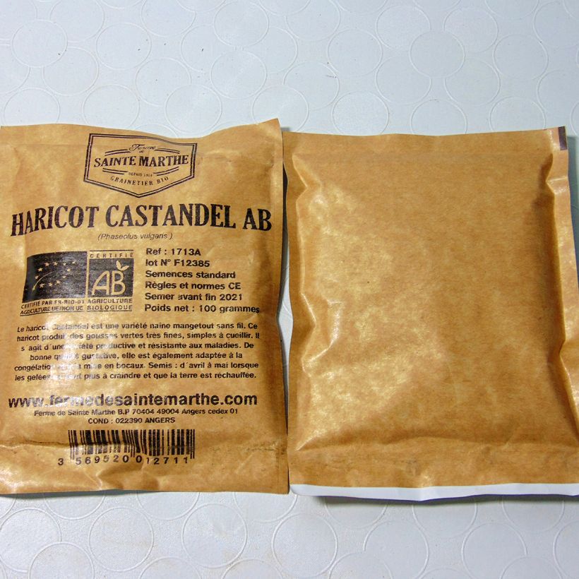 Example of Zwergbohne Castandel Bio per pack of 160 seeds (80g) as you get