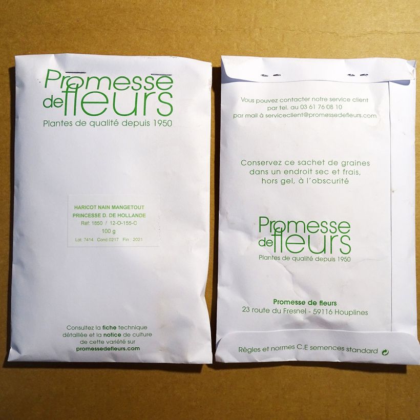Example of Zwergbohne Princesse double de Hollande per pack of 350 seeds (100g) as you get