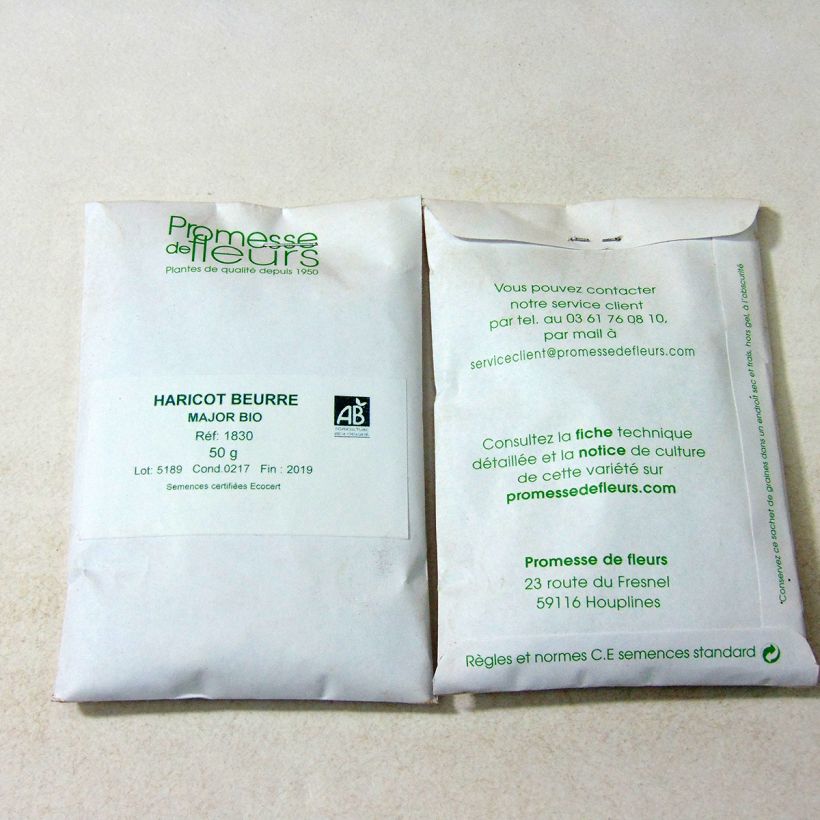Example of Zwergbohne Major Bio per pack of 200 seeds (75g) as you get