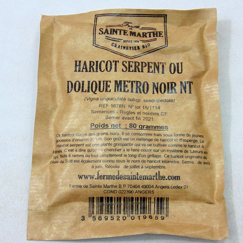 Example of Augenbohne Dolique Metro noir per pack of 160 seeds (80g) as you get