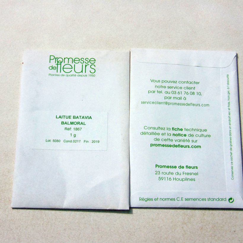 Example of Bataviasalat Balmoral per 1 g seed pack as you get