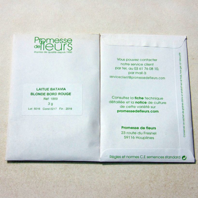 Example of Bataviasalat Blonde à bord rouge per pack of 2500 seeds (3g) as you get