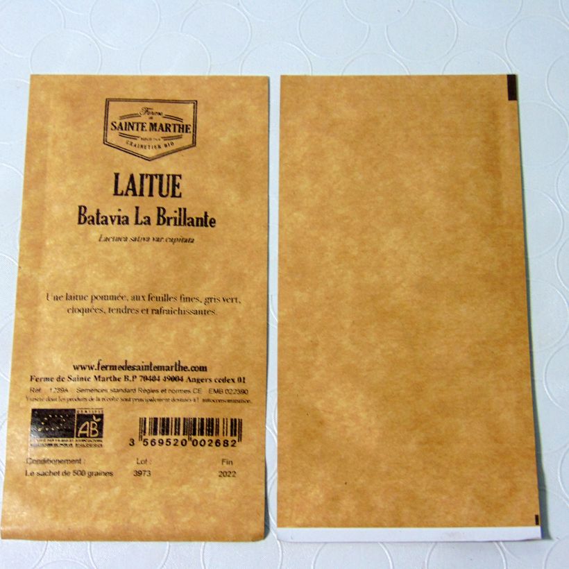 Example of Bataviasalat La Brillante Bio - Ferme de Sainte Marthe per pack of 500 seeds as you get