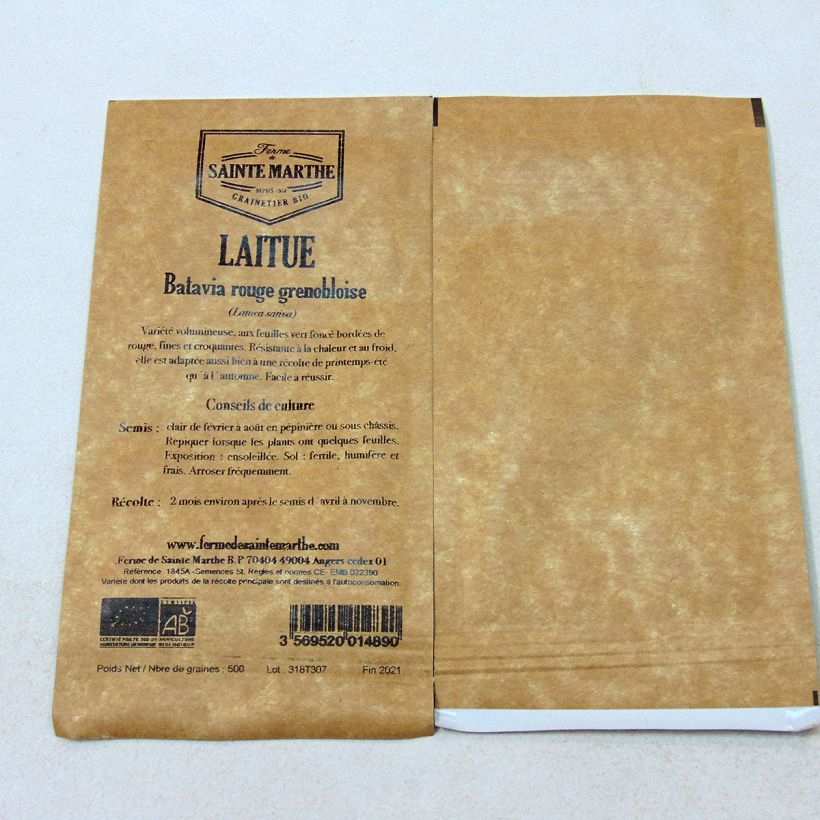 Example of Bataviasalat Batavia Rouge Grenobloise Bio - Ferme de Sainte Marthe per pack of 500 seeds as you get