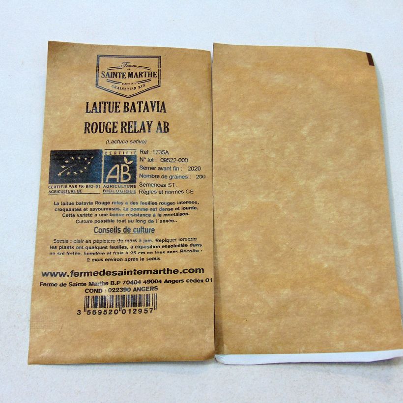 Example of Bataviasalat Rouge Relay Bio - Ferme de Sainte Marthe per pack of 200 seeds as you get