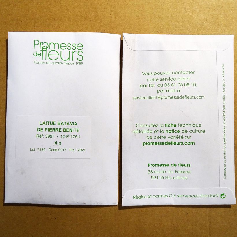 Example of Bataviasalat Pierre Bénite per pack of 2500 seeds (3g) as you get