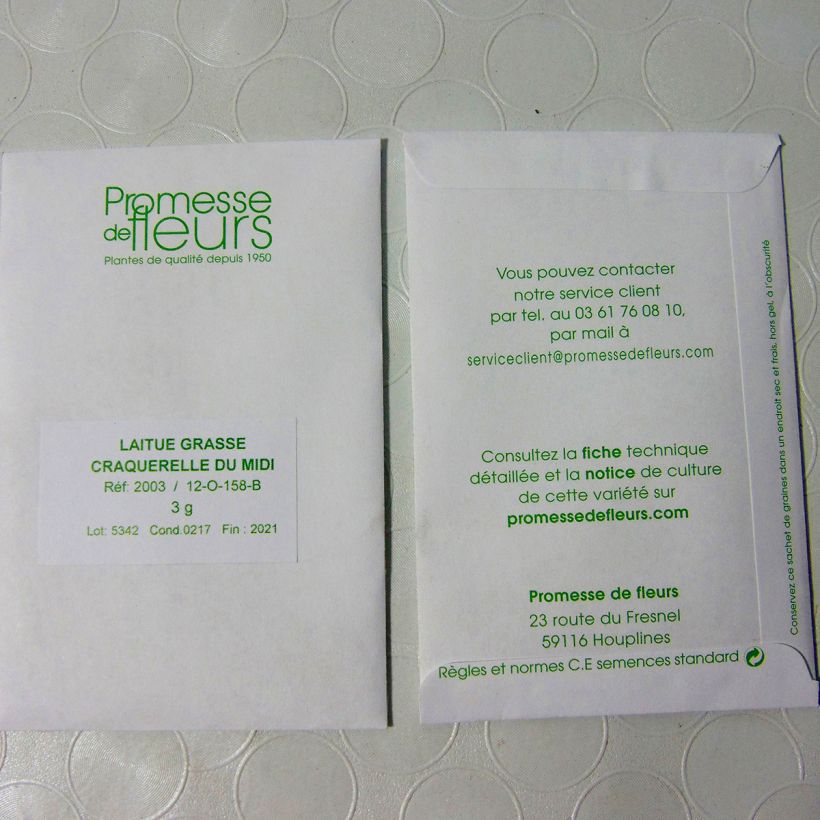 Example of Grüner Salat Craquerelle du Midi per pack of 2500 seeds (3g) as you get