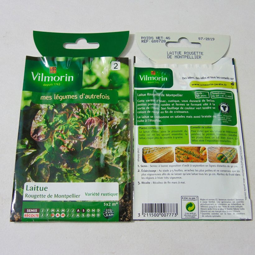 Example of Kopfsalat Rougette de Montpellier - Vilmorin per pack of 3200 seeds (4g) as you get