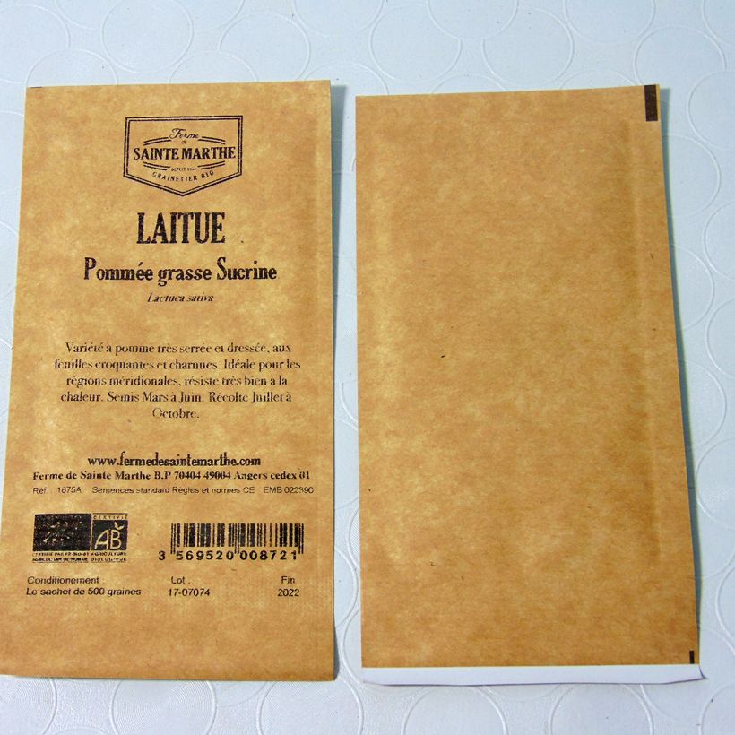 Example of Kopfsalat Sucrine Bio - Ferme de Sainte Marthe per pack of 500 seeds as you get