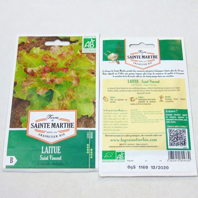 Example of Schnittsalat Saint Vincent Bio - Ferme de Sainte Marthe per pack of 400 seeds as you get