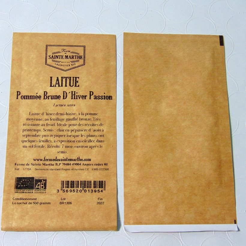 Example of Winterkopfsalat Brune d'Hiver Passion Bio - Ferme de Sainte Marthe per pack of 500 seeds as you get