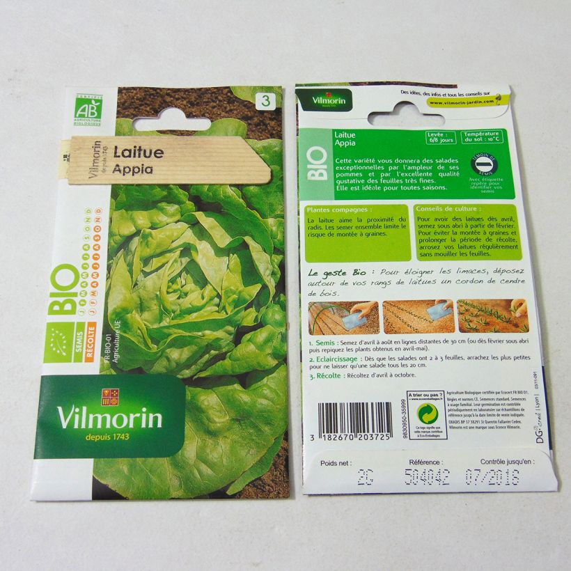 Example of Kopfsalat Appia Bio per pack of 1600 seeds (2g) as you get