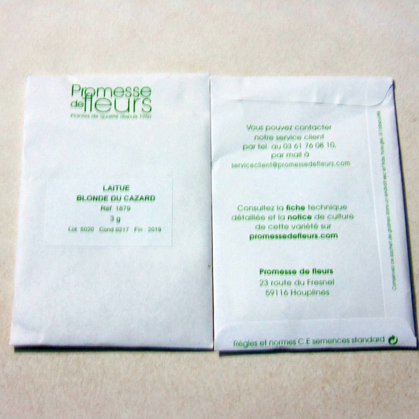Example of Kopfsalat Blonde du Cazard per pack of 2500 seeds (3g) as you get