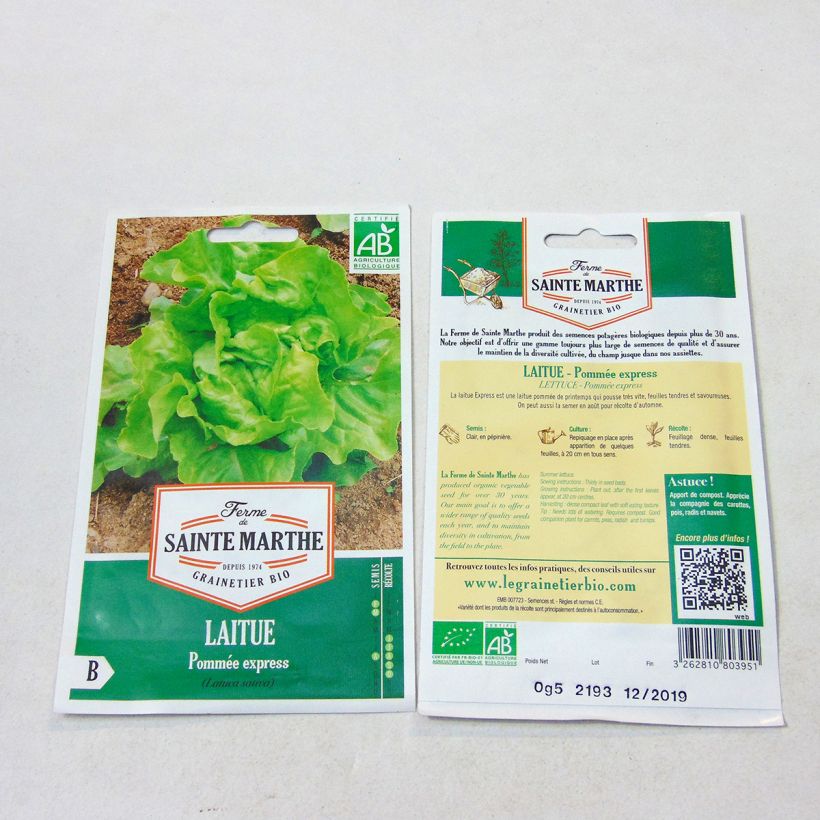Example of Kopfsalat Express Bio - Ferme de Sainte Marthe per pack of 500 seeds as you get