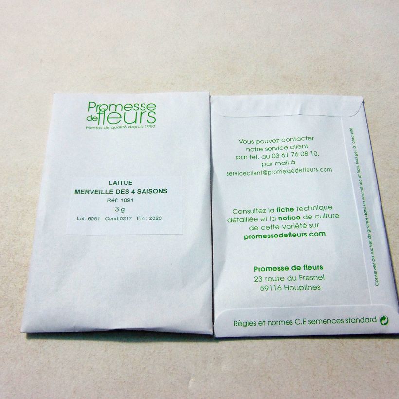 Example of Kopfsalat Merveille des 4 saisons per pack of 2500 seeds (3g) as you get
