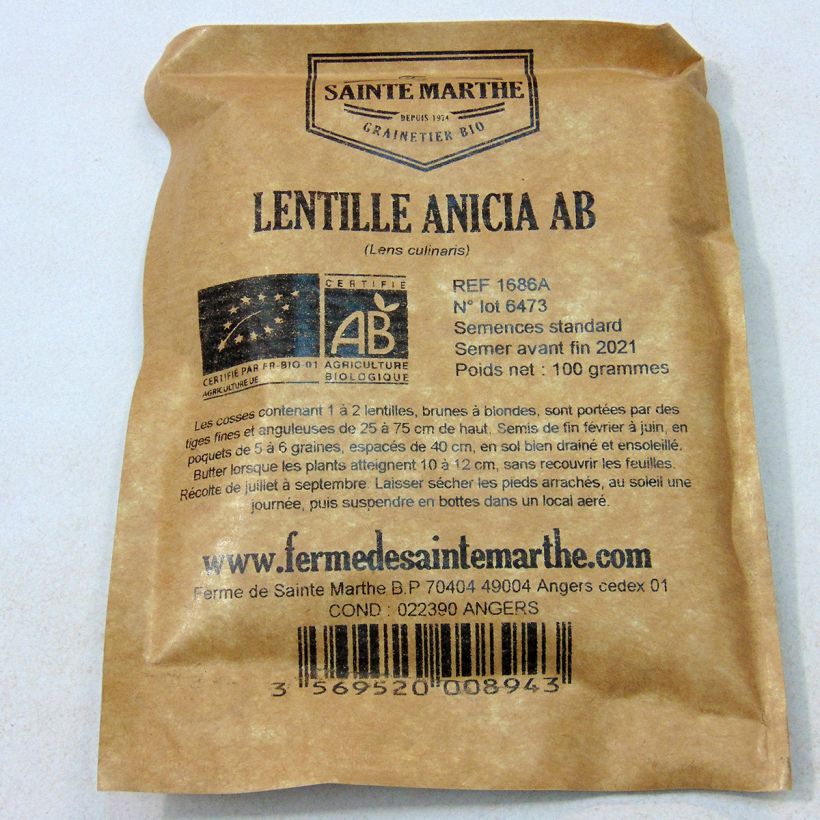 Example of Linse Anicia - Lens culinaris per 80 g seed pack as you get