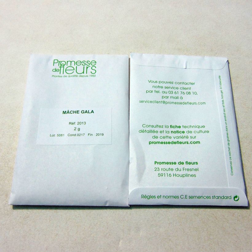Example of Gewöhnlicher Feldsalat Gala per pack of 1500 seeds (2g) as you get