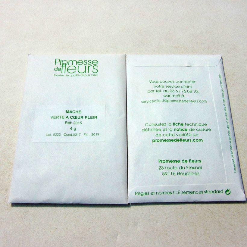 Example of Gewöhnlicher Feldsalat Verte à Coeur Plein per pack of 3000 seeds (4g) as you get