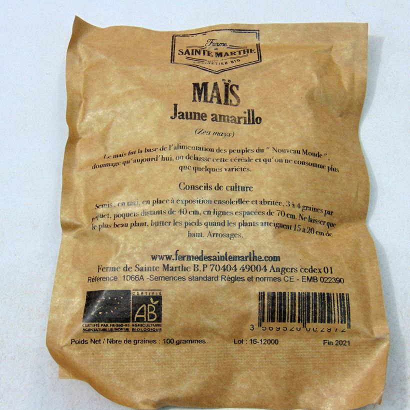 Example of Mais Amarillo per pack of 50 seeds (100g) as you get