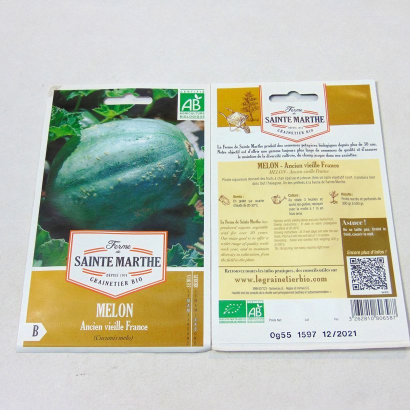 Example of Melone Ancien Vieille France Bio - Ferme de Sainte Marthe per pack of 15 seeds as you get