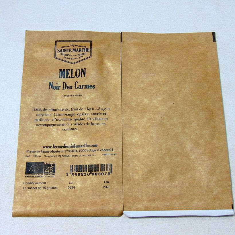 Example of Melone Noir des Carmes Bio - Ferme de Sainte Marthe per pack of 15 seeds as you get