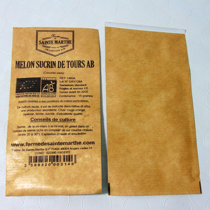 Example of Melone Sucrin de Tours Bio - Ferme de Sainte Marthe per pack of 15 seeds as you get