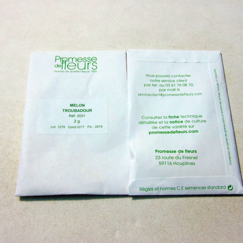 Example of Melone Troubadour per pack of 45 ? 70 seeds (2g) as you get
