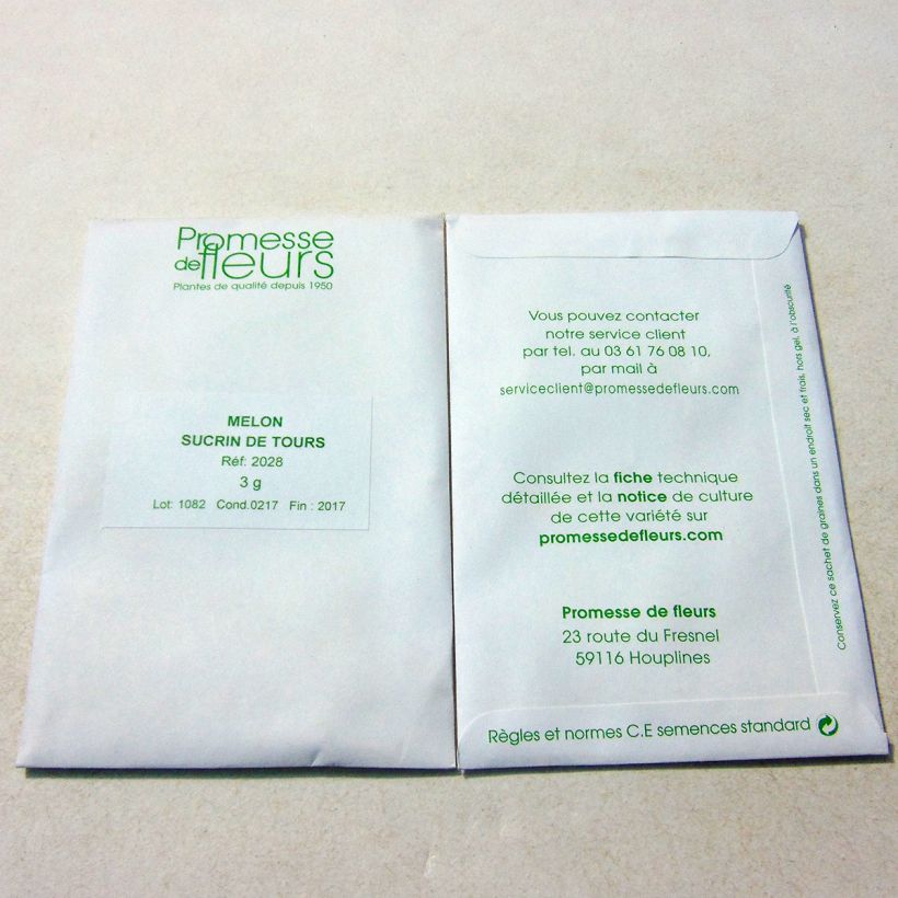 Example of Melone Sucrin de Tours per pack of 75 seeds (1g) as you get