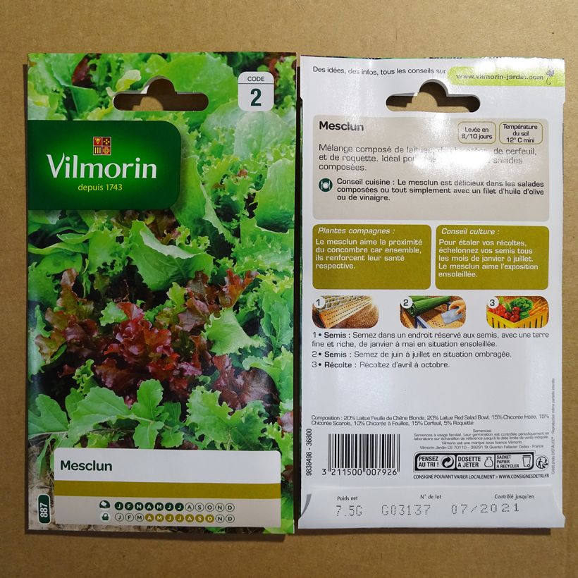 Example of Mesclun Mix 3 per 7 g seed pack as you get