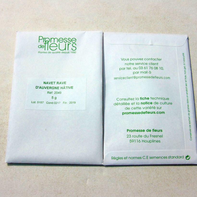 Example of Rübe Rave d'Auvergne Hâtif per pack of 2000 seeds (5g) as you get
