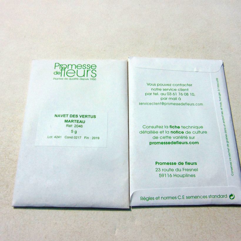 Example of Rübe des Vertus Marteau per pack of 2000 seeds (5g) as you get
