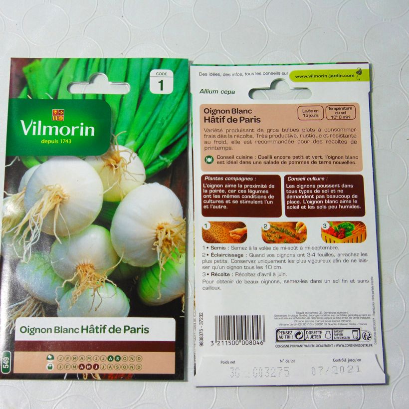 Example of Weiße Zwiebel Blanc de Paris - Vilmorin per pack of 750 seeds (3g) as you get