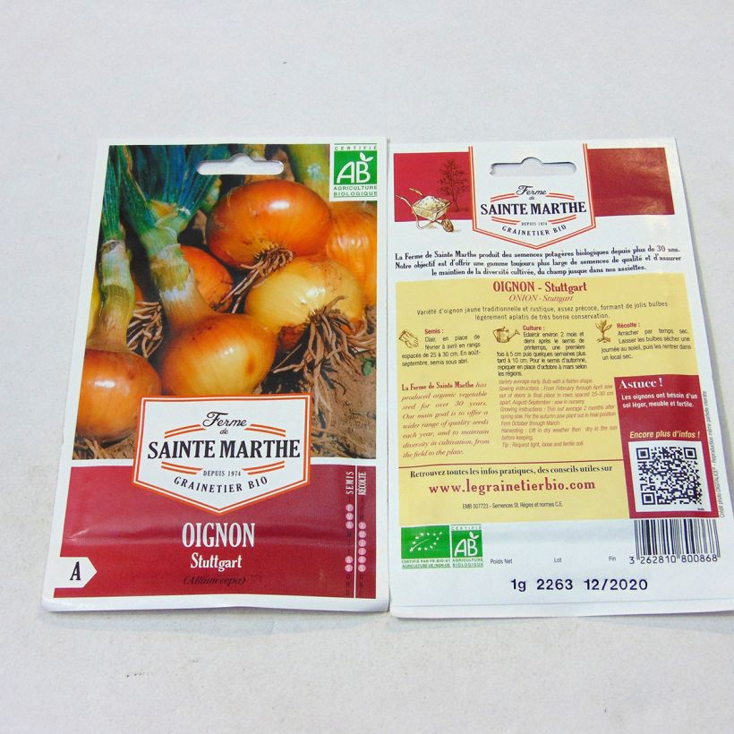 Example of Zwiebel Stuttgart Bio- Ferme de Ste Marthe per pack of 250 seeds (1g) as you get