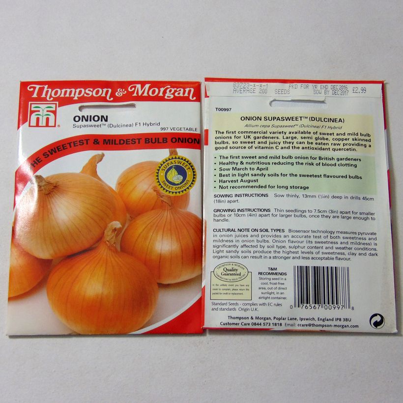 Example of Zwiebel Supasweet per pack of 200 seeds as you get