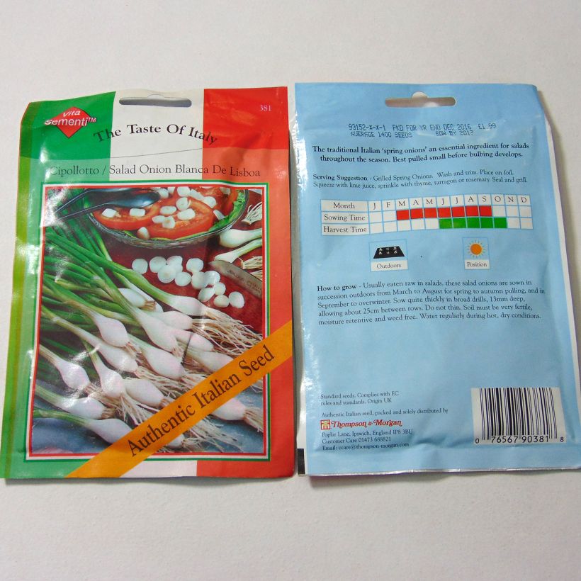 Example of Salatzwiebel Cipollotto Blanca de Lisboa per pack of 1400 seeds as you get