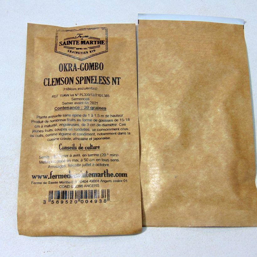 Example of Okra Clemson Spineless - Hibiscus esculentus per pack of 20 seeds (1g) as you get