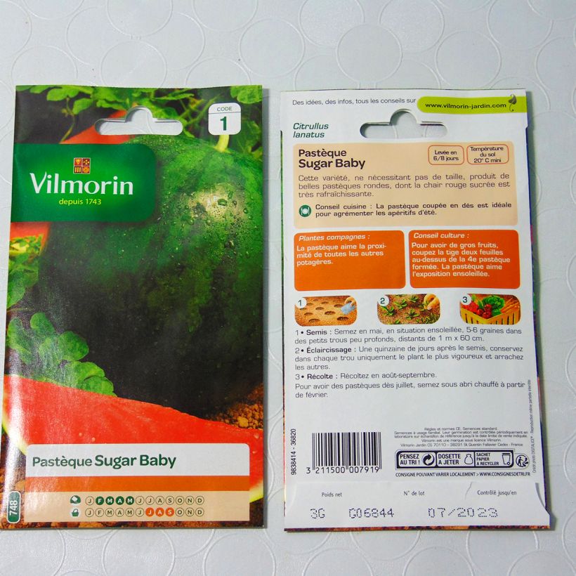 Example of Wassermelone Sugar Baby - Vilmorin per 3 g seed pack as you get