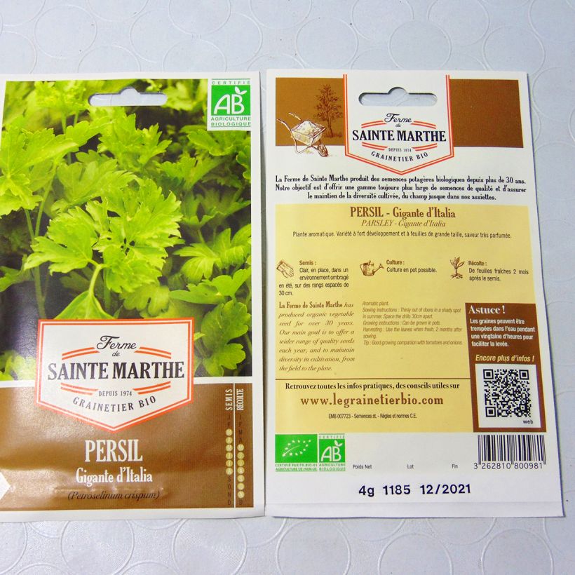 Example of Garten-Petersilie Géant d'Italie Bio - Ferme de Sainte Marthe per pack of 1700 seeds (4g) as you get