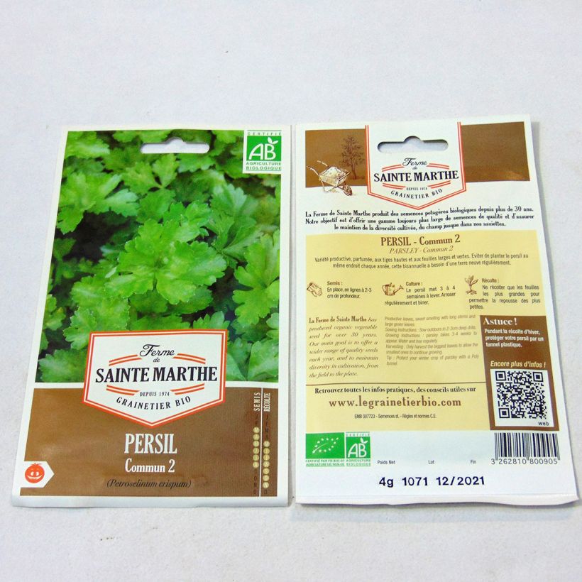 Example of Garten-Petersilie Bio - Ferme de Sainte Marthe - Petroselinum crispum per pack of 1700 seeds (4g) as you get