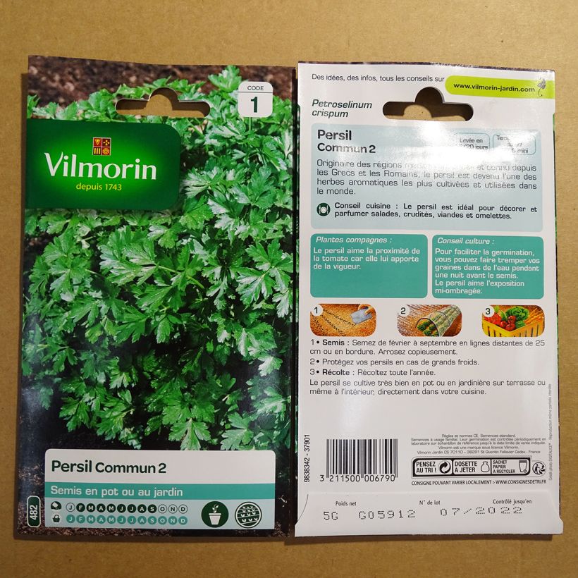Example of Garten-Petersilie Commun 2 Officinal per pack of 3000 seeds (5g) as you get
