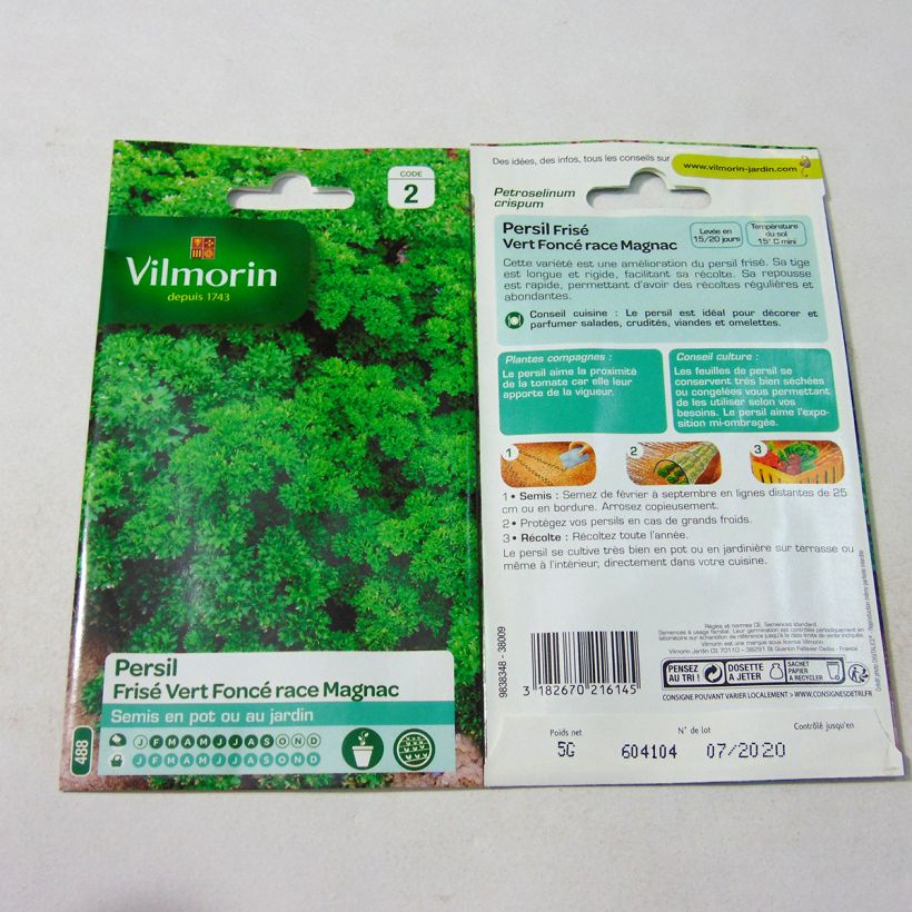 Example of Garten-Petersilie vert foncé race Magnac per pack of 3000 seeds (5g) as you get