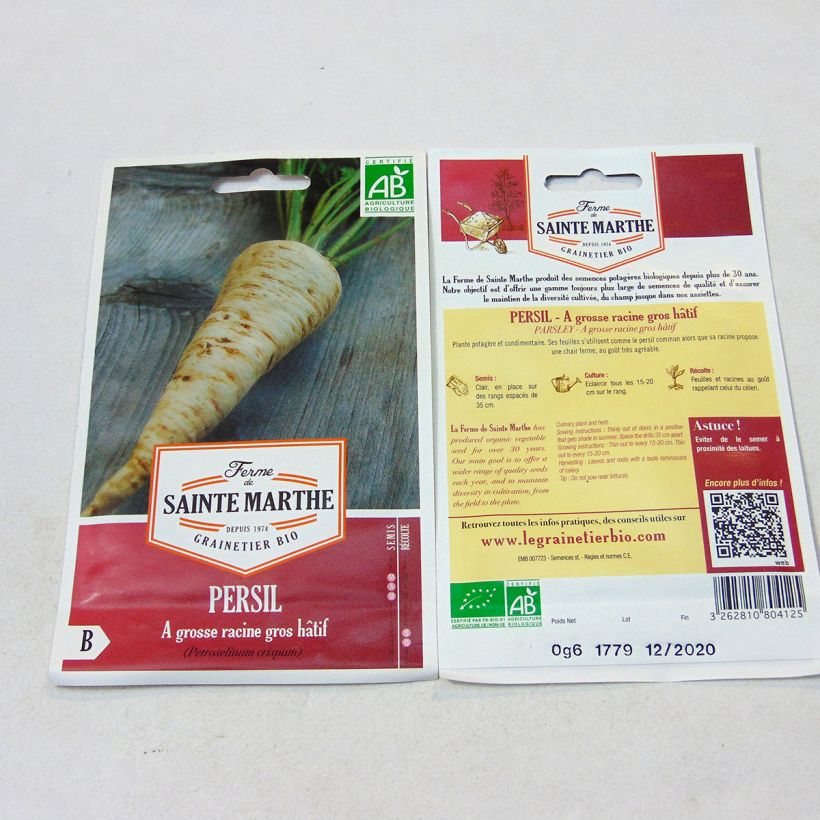 Example of Wurzelpetersilie tuberosum Bio - Ferme de Sainte Marthe per pack of 450 seeds (0.6g) as you get
