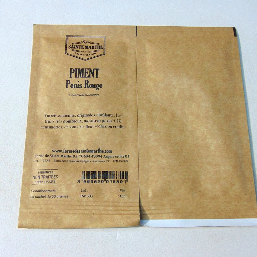 Example of Chili Penis ou Peter Pepper - Ferme de Sainte Marthe per pack of 30 seeds (Sachet de 30 grainesg) as you get