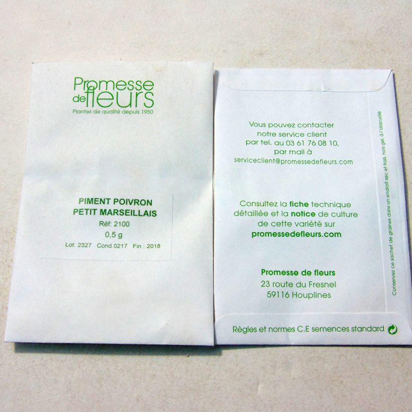 Example of Paprika Petit Marseillais per 0,5 g seed pack as you get