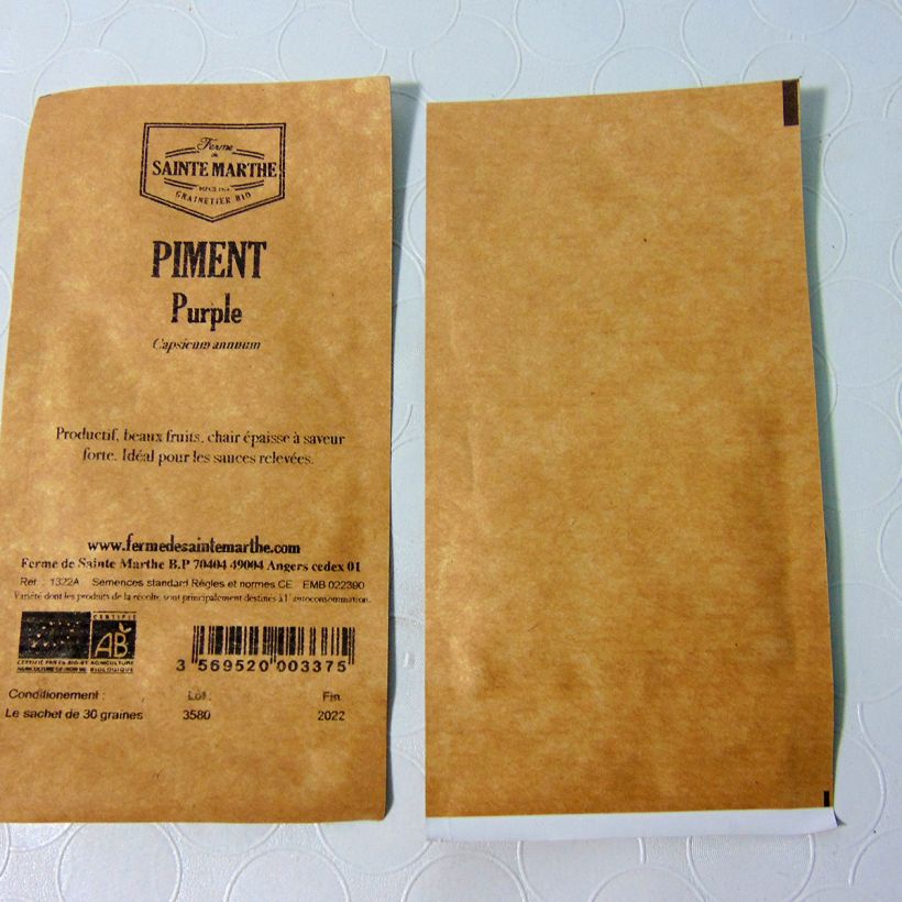 Example of Paprika Purple Bio - Ferme de Sainte Marthe per pack of 30 seeds as you get