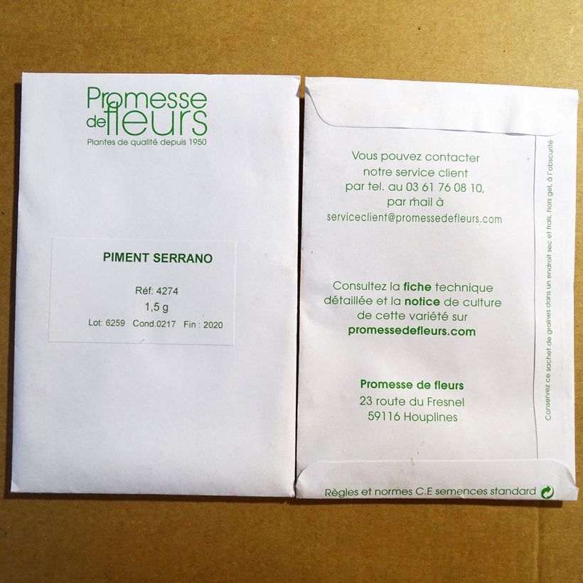 Example of Serrano-Chili Serrano per pack of 150 seeds (1,5g) as you get